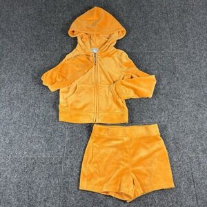 HAUTE HIPPIE Girls Adorable & Super Comfy 2PC Size 5 Orange Hoodie & Shorts